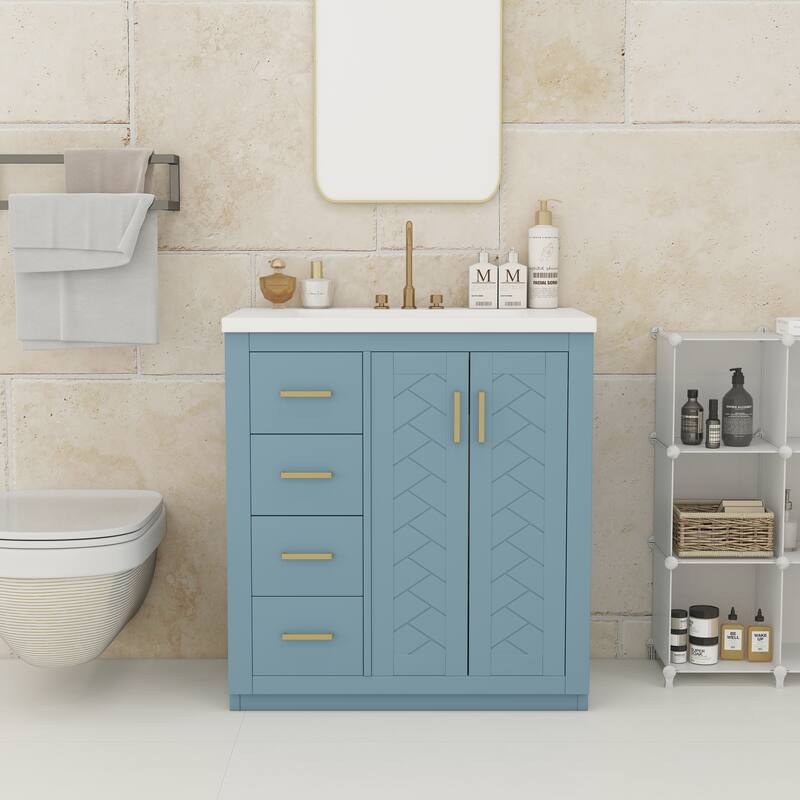30" Bathroom Vanity with Ceramic Sink