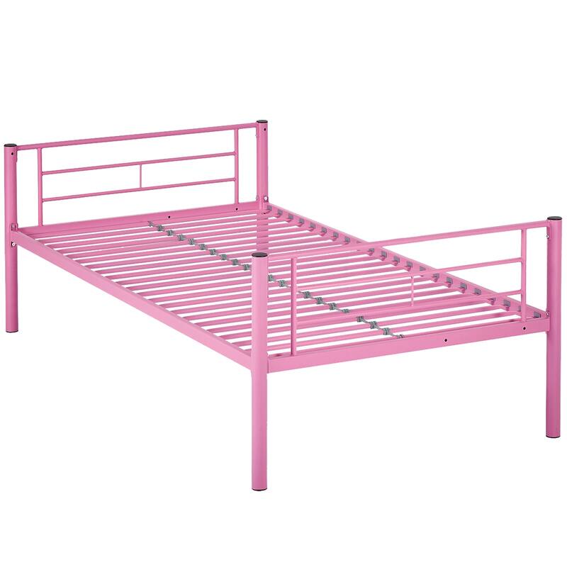 VECELO Twin Over Twin Metal Bunk Bed Frame for Kids Teens, Heavy Duty Noise-Free Platform Bed, Storage Space