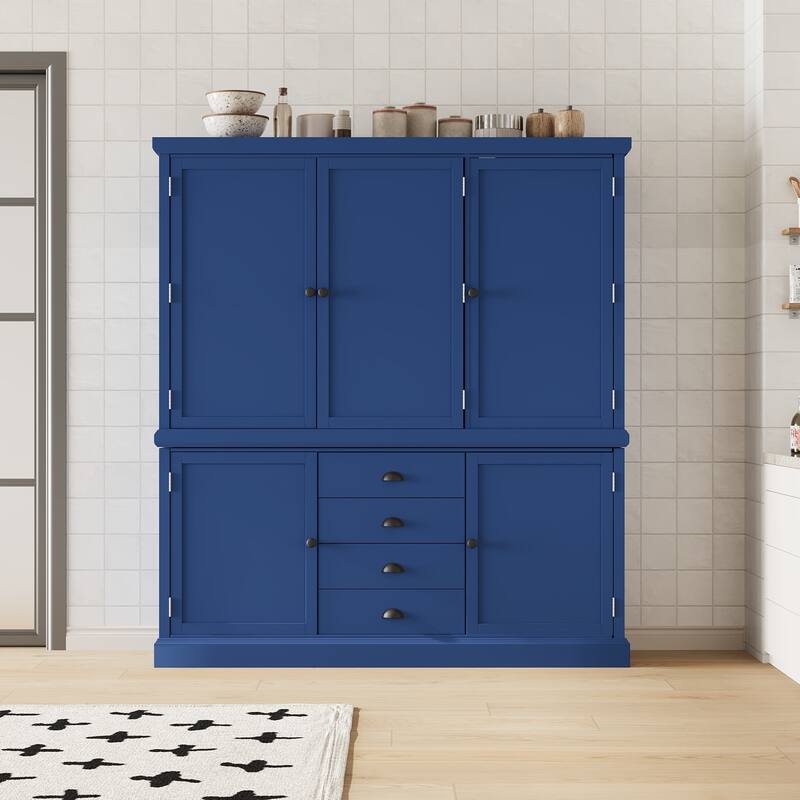 73'' Freestanding Wooden Kitchen Pantry Organizer, Tall Storage Cabinet with Drawers and Adjustable Shelves