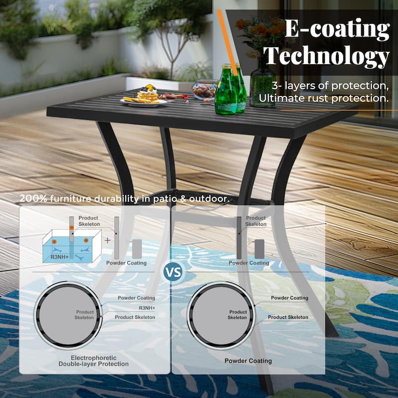 MAISON ARTS 3/5-Piece Patio High Bar Stool Set Rattan Chair Back Cushioned High Bar stool & Steel High Table