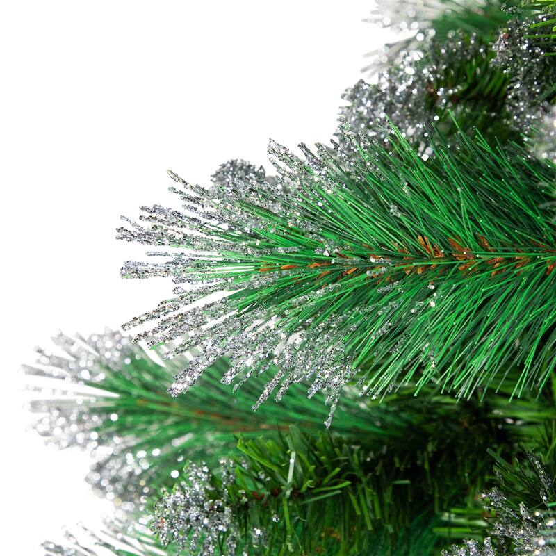 Two-Tone Spruce Pine Glitter Tip Medium Artificial Christmas Tree - 6' - Unlit - 6 Foot