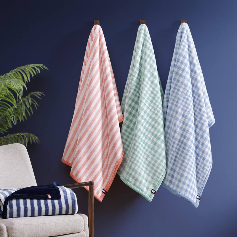 Tommy Hilfiger Printed Plush Reversible Throw Blanket