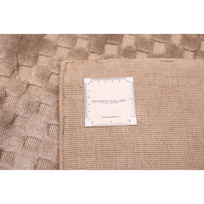 ECARPETGALLERY Hand Loomed Loreto Taupe Viscose Rug - 5'8 x 7'9