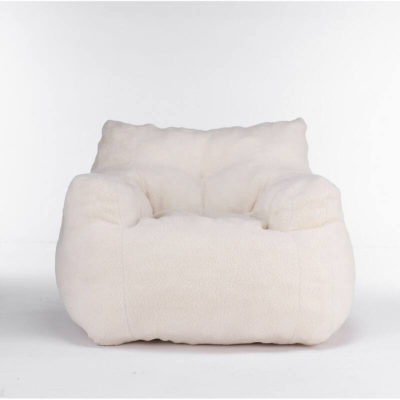 Soft Teddy Cloth Bean Bag Chair Tufted Foam Filling