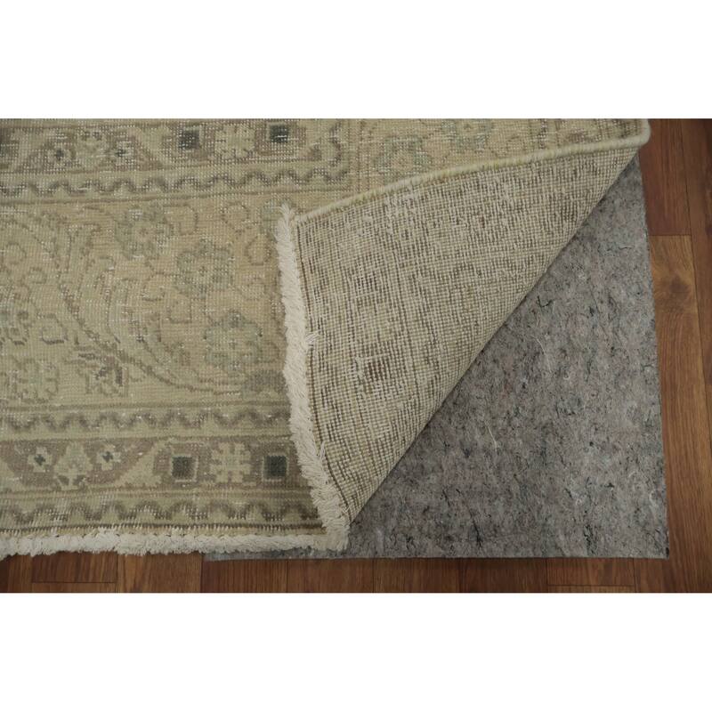 Hand Knotted Oriental 100% Wool Carpet Traditional Floral Beige & Ivories Tabriz Area Rug - 12' 6'' X 9' 4''