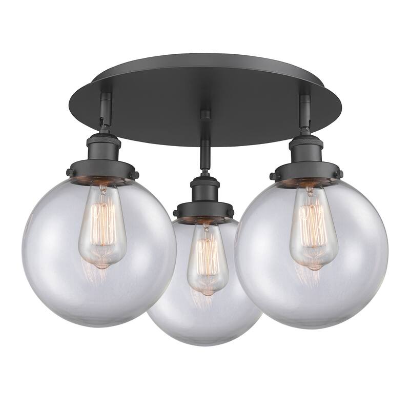Innovations Lighting Canton - 3 Light 20" Flush Mount - Clear/Matte Black