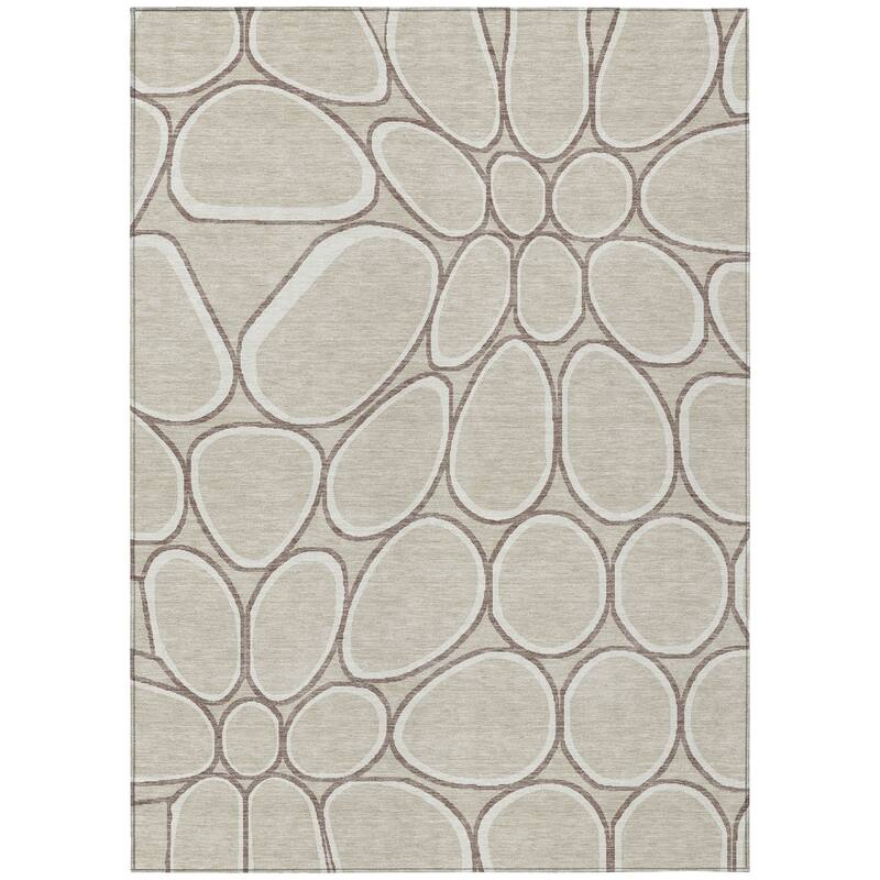 Machine Washable Indoor/ Outdoor Modern Bubbles Chantille Rug