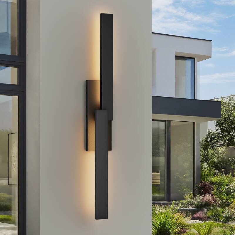 Matte Black Iron Integrated LED Outdoor/Indoor Wall Sconce - 23.6" - 39.5"