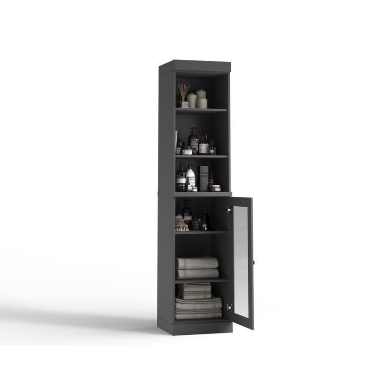 Palace Imports 100% Solid Wood 16.5" Bathroom Storage Cabinet with Clear Glass Doors and Adjustable Shelves