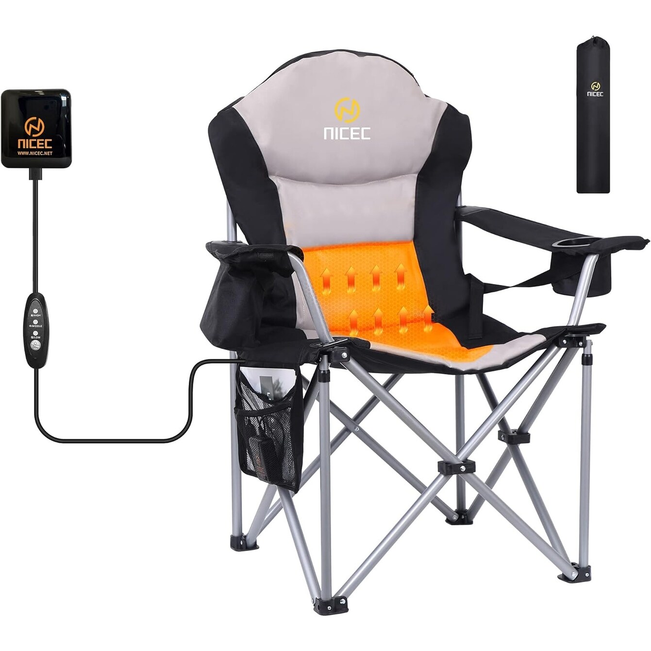Trademark innovations double folding camp and discount beach chair with removable umbrella and cooler