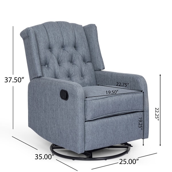 dimension image slide 4 of 6, Mohaven Contemporary Tufted Wingback Swivel Recliner by Christopher Knight Home