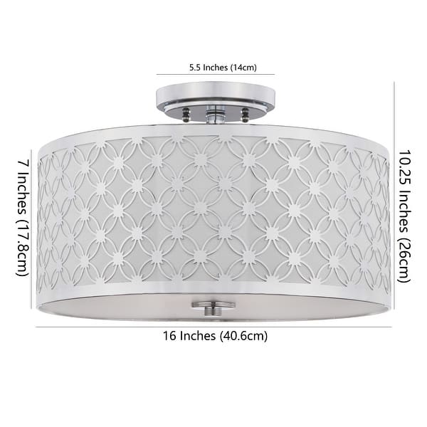 dimension image slide 1 of 2, SAFAVIEH Lighting Hutch Flush 16-Inch Chrome 3-Light Mount Ceiling Light - 16" x 16" x 10.25"