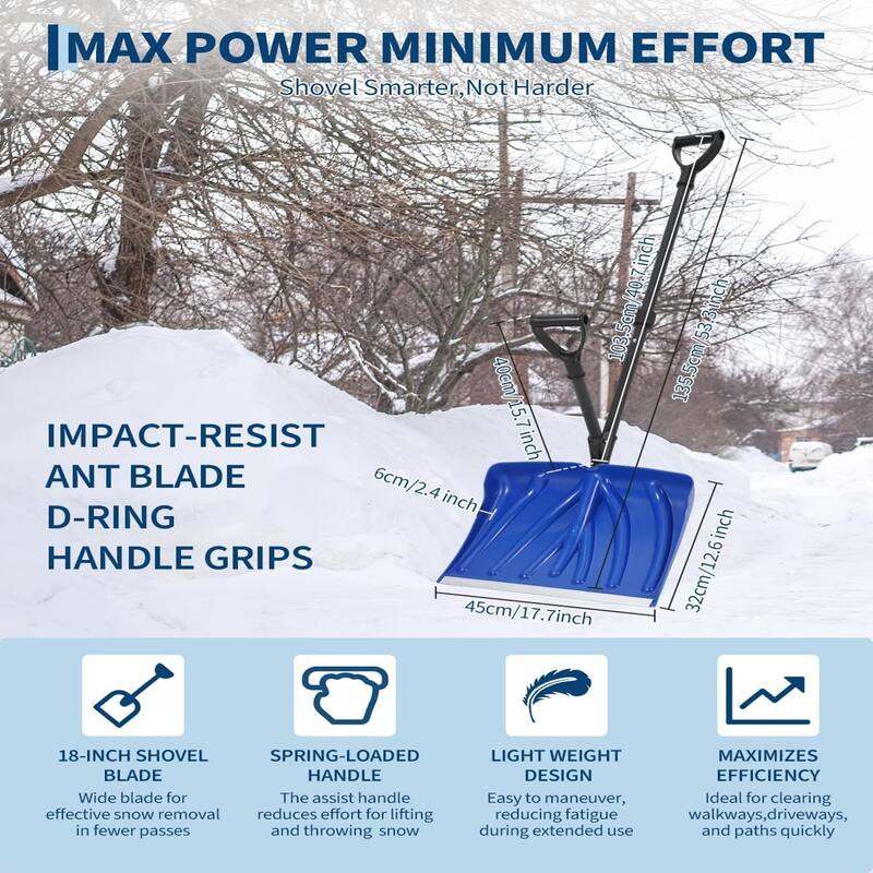 18-Inch Wide Blade Lightweight Snow Shovel