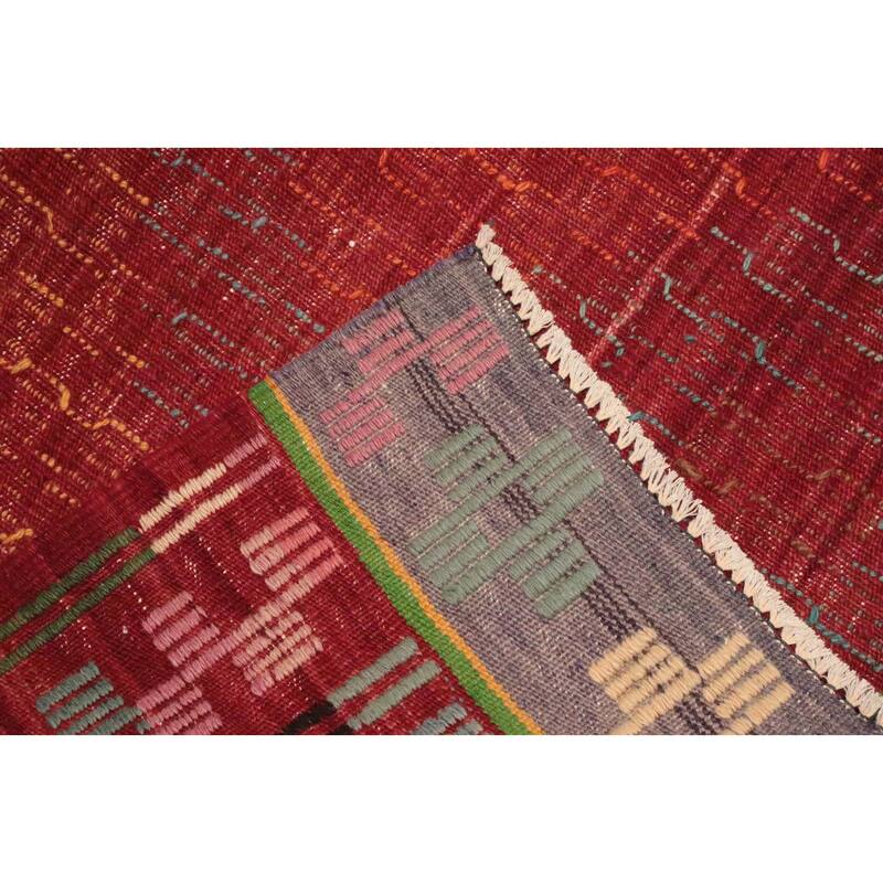Hand Woven Oriental 100% Wool Carpet Southwestern Tribal Multi-Colored Kilim Area Rug - 9' 4'' X 6' 1''