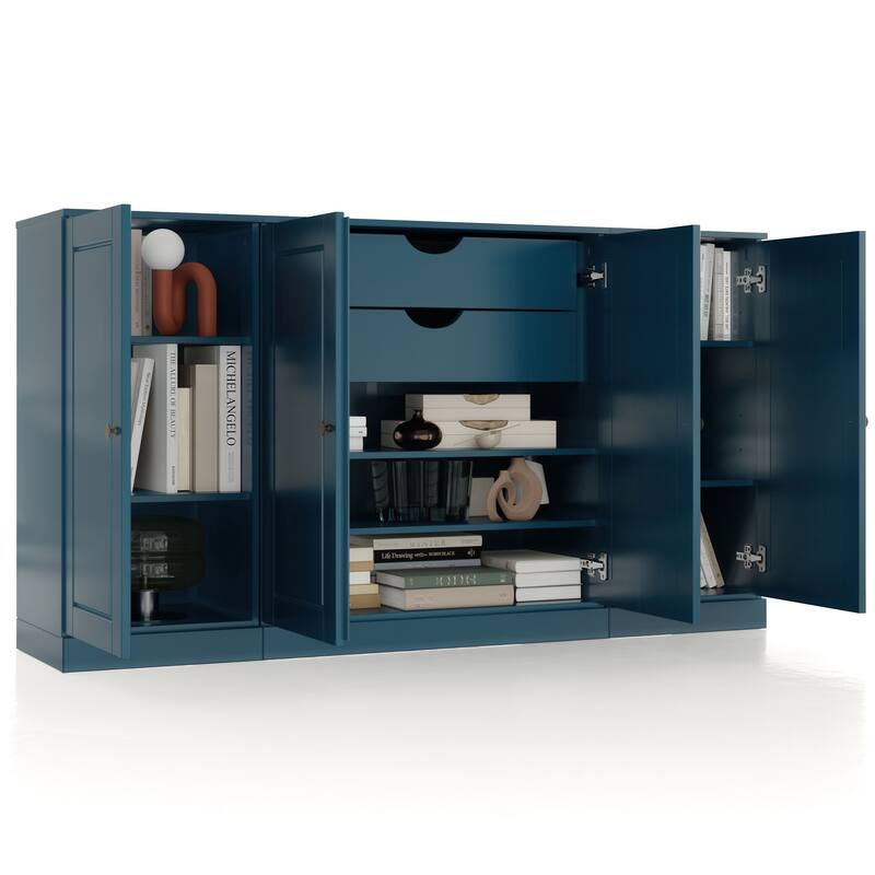 Palace Imports 100% Solid Wood 65" Sideboard with Solid Doors, 2-Drawers and Adjustable Shelves
