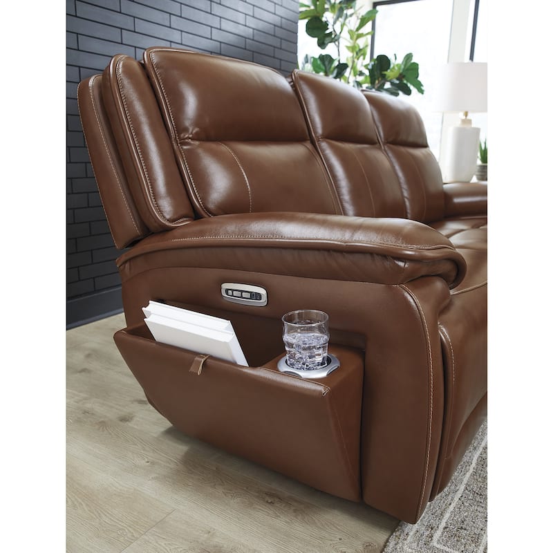 Signature Design by Ashley Healy Pier Brown Power Reclining Sofa - 89.25" W x 40" D x 42.25" H