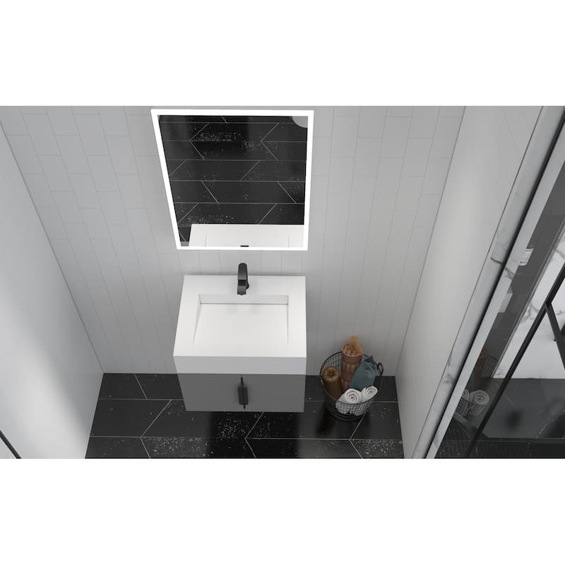 Nile 24-Inch Wall Mounted Bathroom Vanity Set w/ White Top