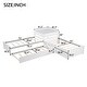 preview thumbnail 37 of 48, L-shaped Platform Bed with Trundle and Drawers Linked with built-in Desk