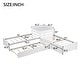preview thumbnail 40 of 52, Twin Size L-Shaped Pine Wood Platform Bed with Trundle & Two Drawers, Bedroom Sofa Bed Frame with Built-in Desk for Guest Room