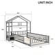 preview thumbnail 9 of 7, Gray Twin Size Pine Wood House-Style Bed with Fence, No Cushion