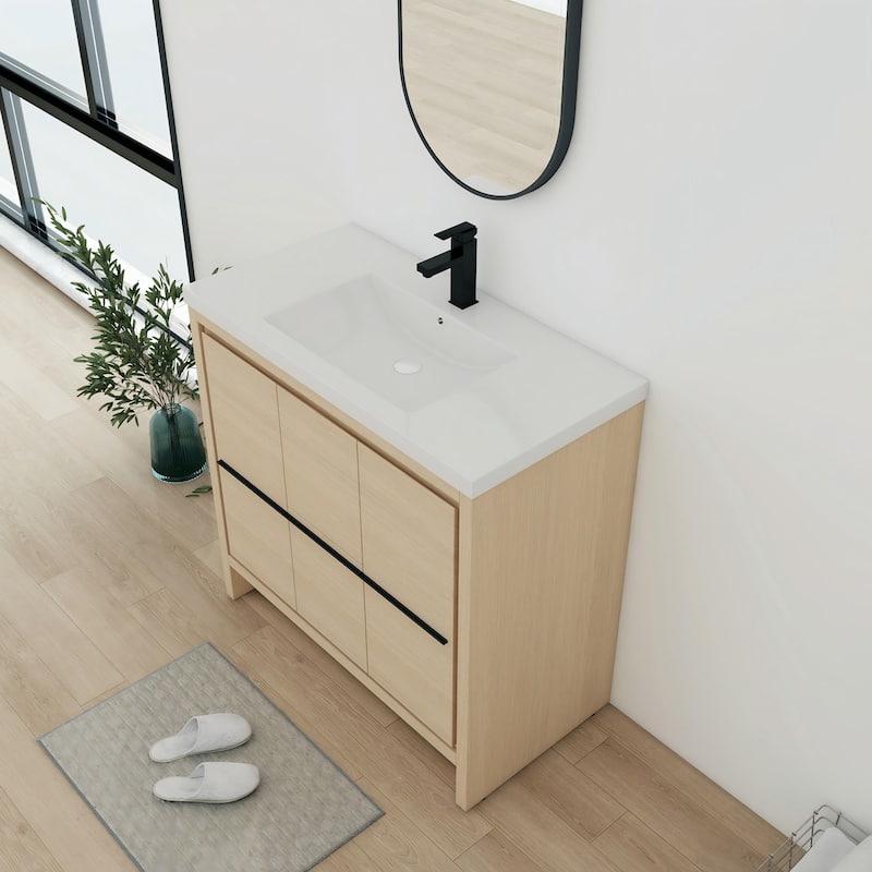 Bathroom Vanity With Sink In 24/30/36/48 Inch, Freestanding Bathroom Vanity With Soft Close Door and Drawer