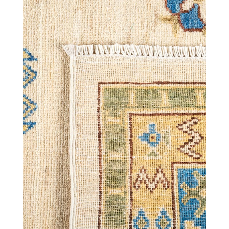 Overton Hand Knotted Wool Vintage Inspired Traditional Khotan Ivory Area Rug - 9' 0" x 11' 10"