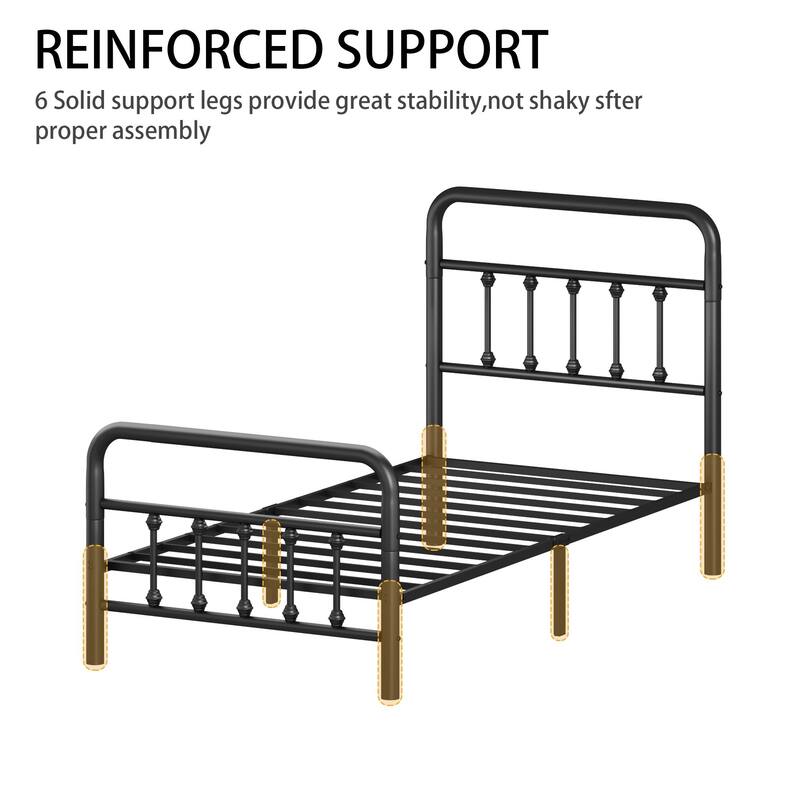 Metal Bed Frame with Headboard - Queen/Full/Twin, Under Bed Storage, No Box Spring Needed