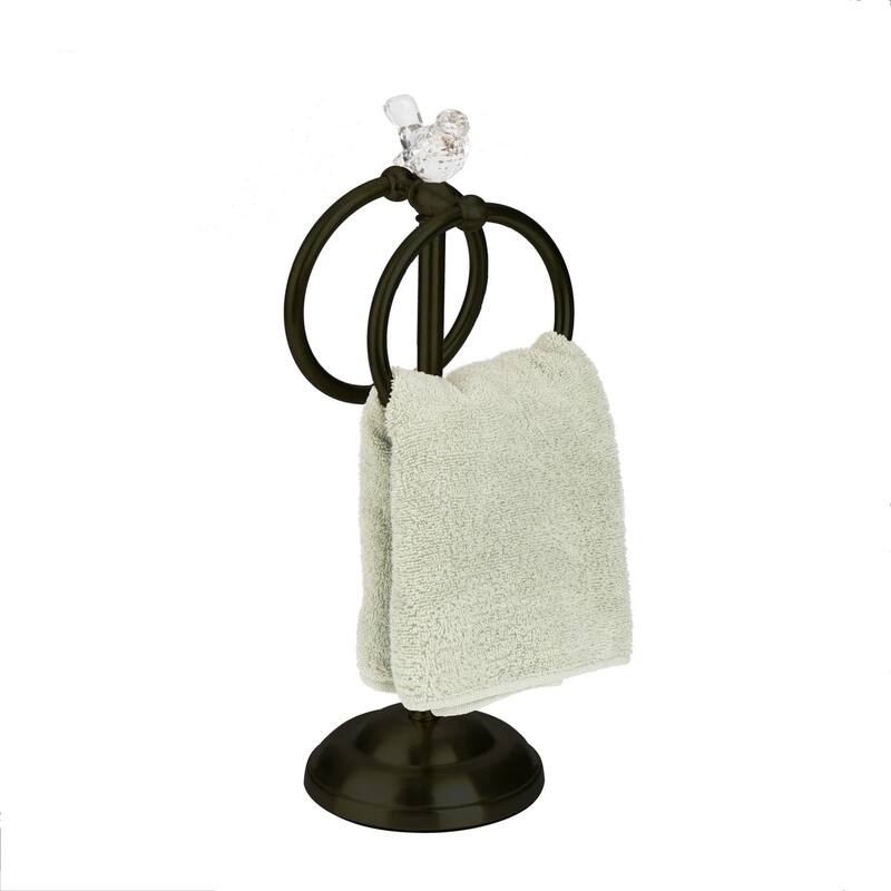 Matte Black Stainless Steel Dove Double Ring Fingertip Towel Holder With Heavy Base