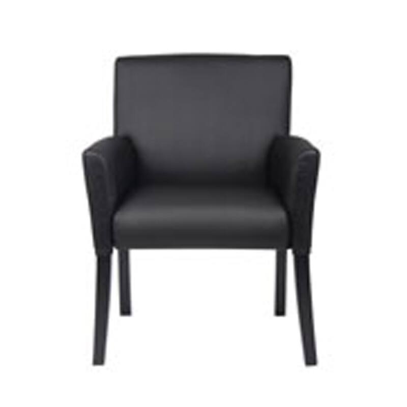 Nick Reception Guest Armchair, Black Vinyl, Ergonomic Lumbar Support
