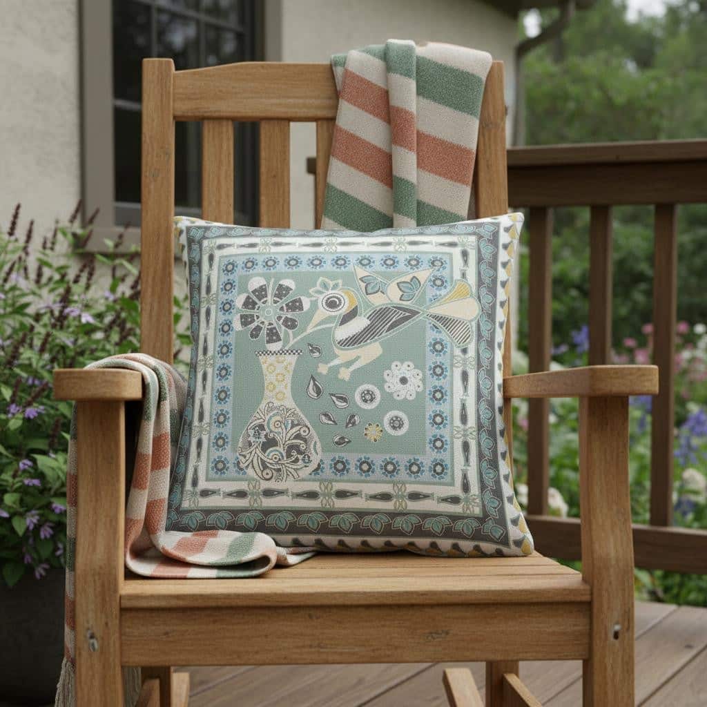 HomeRoots 26" x 26" Green and Black Peacock Blown Seam Floral Indoor Outdoor Throw Pillow - 26.00' X '5.00' X '26.00