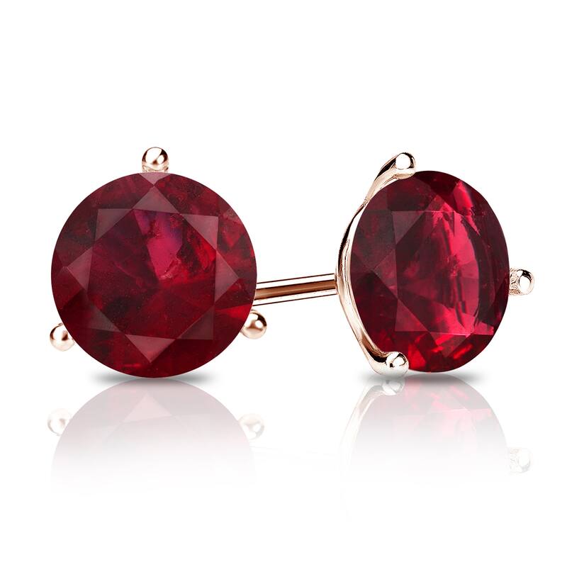 Auriya 14k Gold 1/4ctw Solitaire Ruby Gemstone Stud Earrings Martini-set - Rose