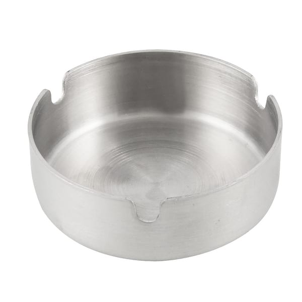 Home Silver Tone 8cm Dia Stainless Steel Round Cigarette Ashtray