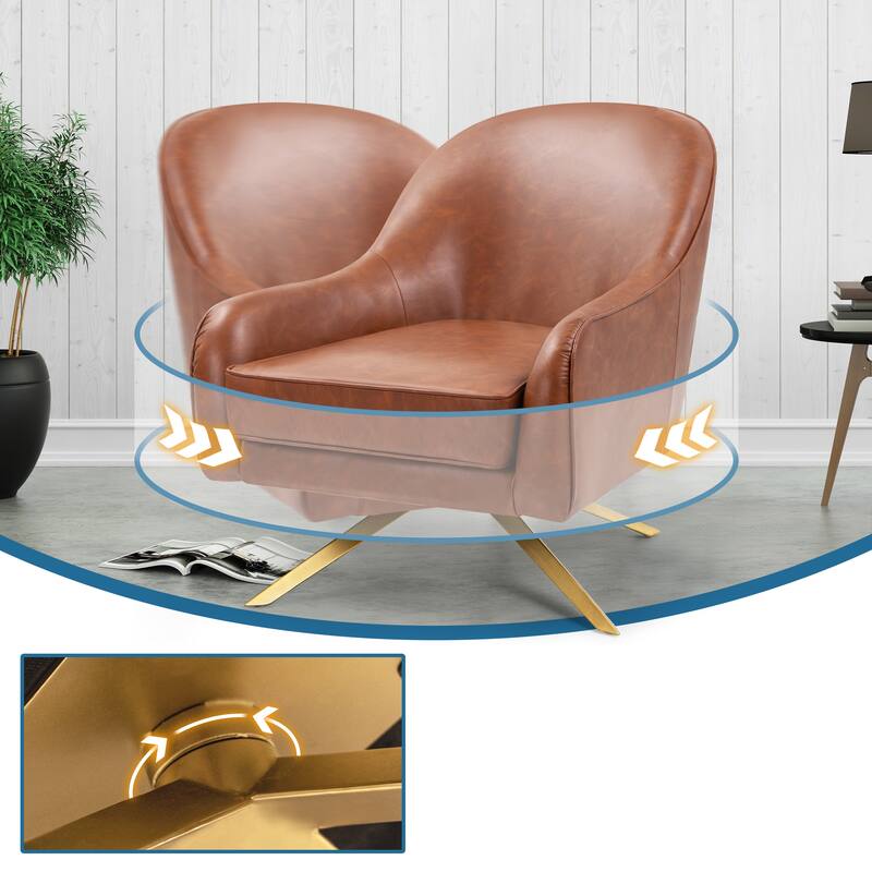 VredHom Modern Swivel Accent Chair with Stainless Steel Legs