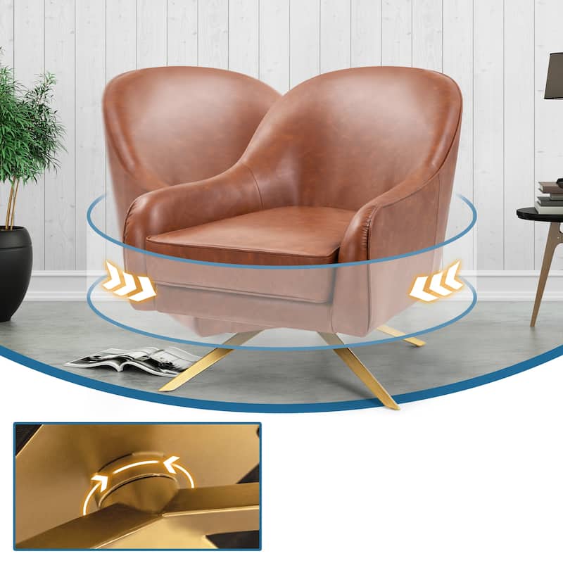 VredHom Swivel PU Faux Leather Accent Chair Sofa Chair - 21.5" W x 31.8" D x 32.2" H