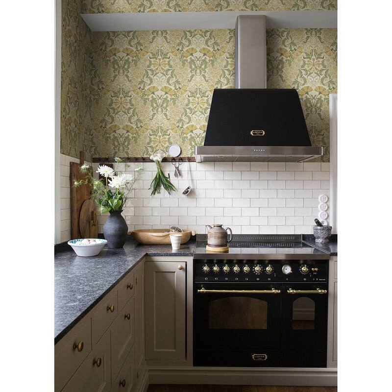 A-Street Prints Ojvind Gold Floral Ogee Wallpaper