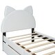 preview thumbnail 5 of 9, Platform Bed with Cartoon Ears Shaped Headboard & 2 Drawers, PU Upholstered Platform Bed with Slats Support for Kids Boys, Girls