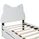 preview thumbnail 3 of 5, Twin Size Upholstered Platform Bed with Cartoon Ears Shaped Headboard and 2 Drawers, White