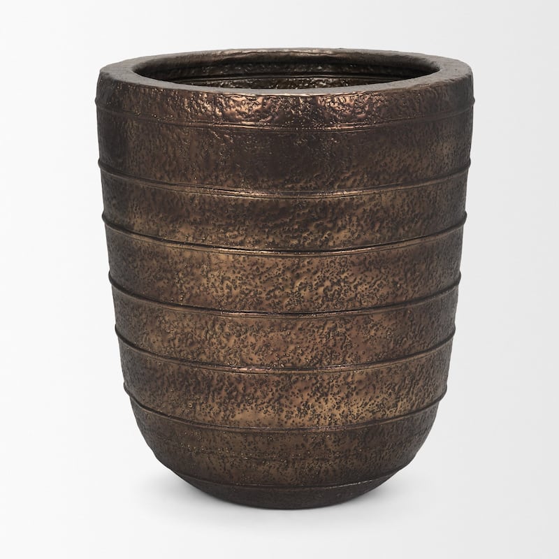 Aivana Large Antiqued Gold Metal Floor Vase