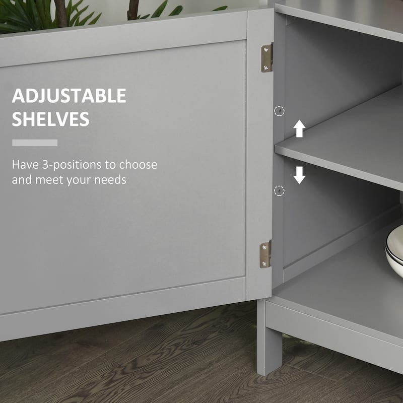 Grey MDF Console Table with Cabinet and Adjustable Shelf for Living Room or Dining Room - 39.25" x 17" x 31.5"