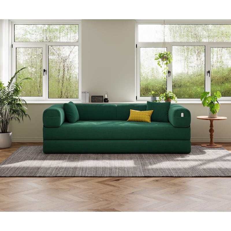 78.8" Floor Standing Sofa Bed Arm Comfort Sofa Bed, Convertible Pudding Block Sofa