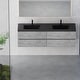 preview thumbnail 19 of 32, ABRUZZO Single Sink Wall Mount Floating Bath Vanity in Cement Grey with Black Quartz Sand Surface Top - 24"