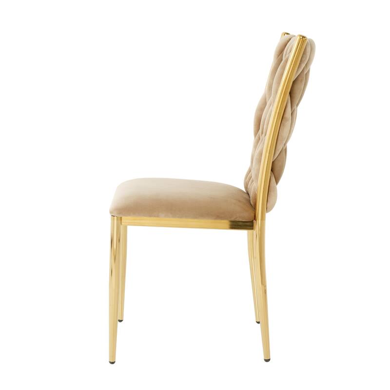 Modern Simple Velvet Dining Chair, Family Bedroom Stool Back Student Table Chair, Gold-Plated Metal Chair Legs (Set Of 4)
