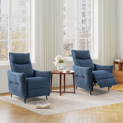 Glitzhome Set of 2 41"H Fabric Push Back Recliners With Ergonomic Segmented Back