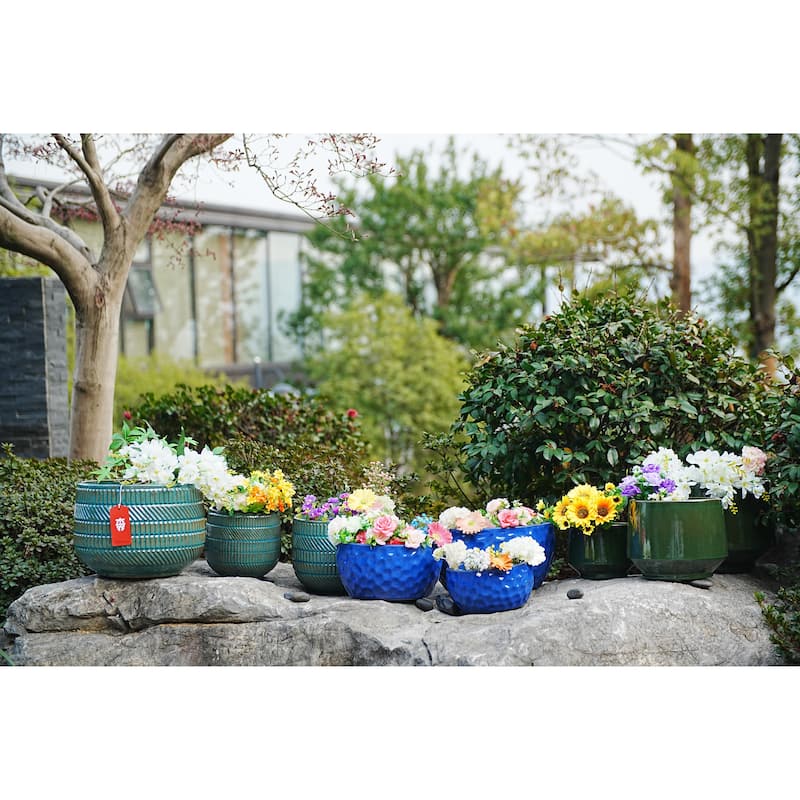 3 Pieces Ceramic Planter Pot, Modern Indoor Outdoor Flowerpot for Patio, Garden, or Windowsills