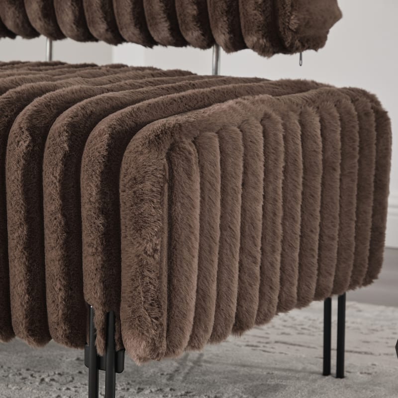 49.6"W Oversized Modern Upholstered Bench Ottoman with Metal Legs