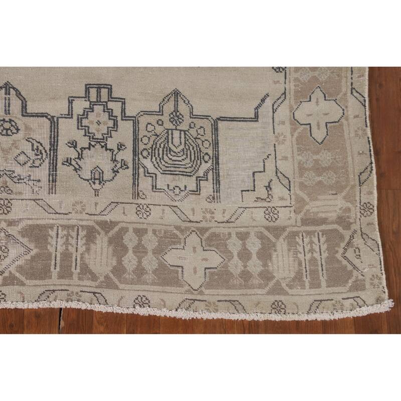 Distressed Orange Tabriz Persian Vintage Rug Hand-Knotted Wool Carpet - 6'8"x 9'7"