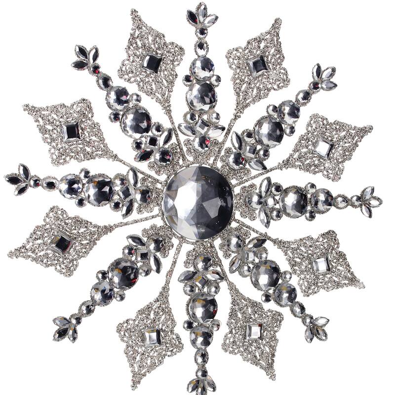 14.5" Glitter Metal Jewel Snowflake Tree Topper