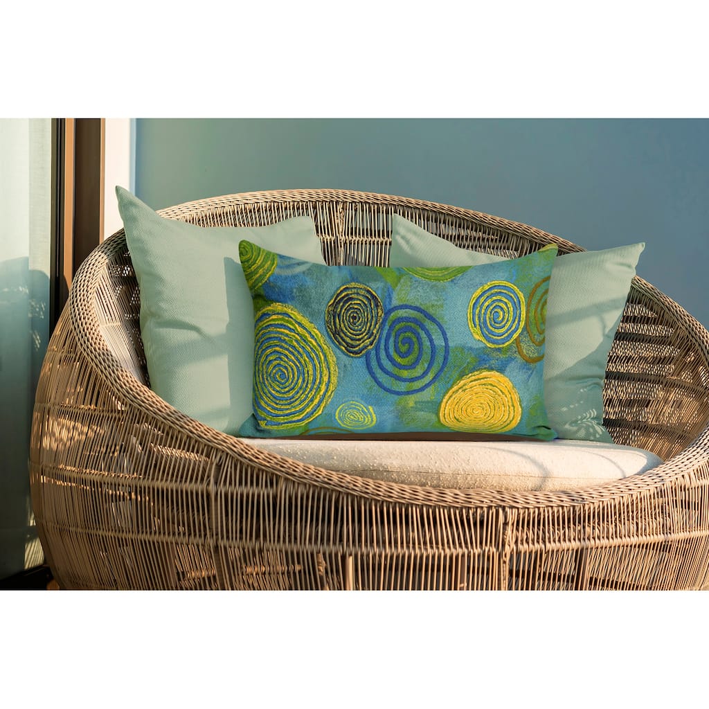 Liora Manne Visions III Graffiti Swirl Indoor/Outdoor Pillow Cool 12"X20"
