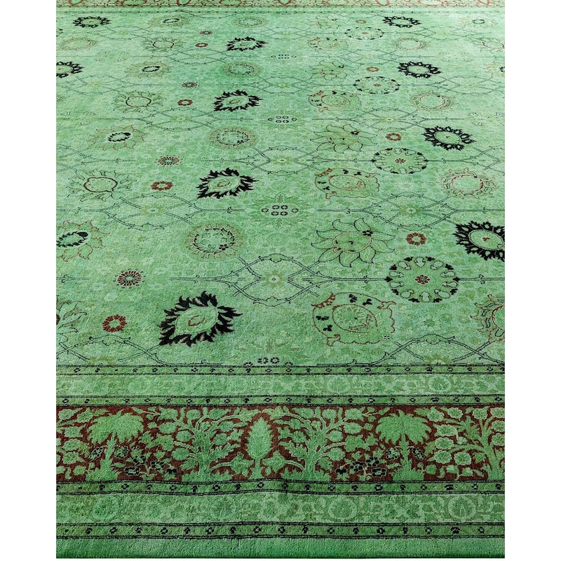 Contemporary Overdyed Wool Hand Knotted Area Rug - 10' 2" x 13' 9"