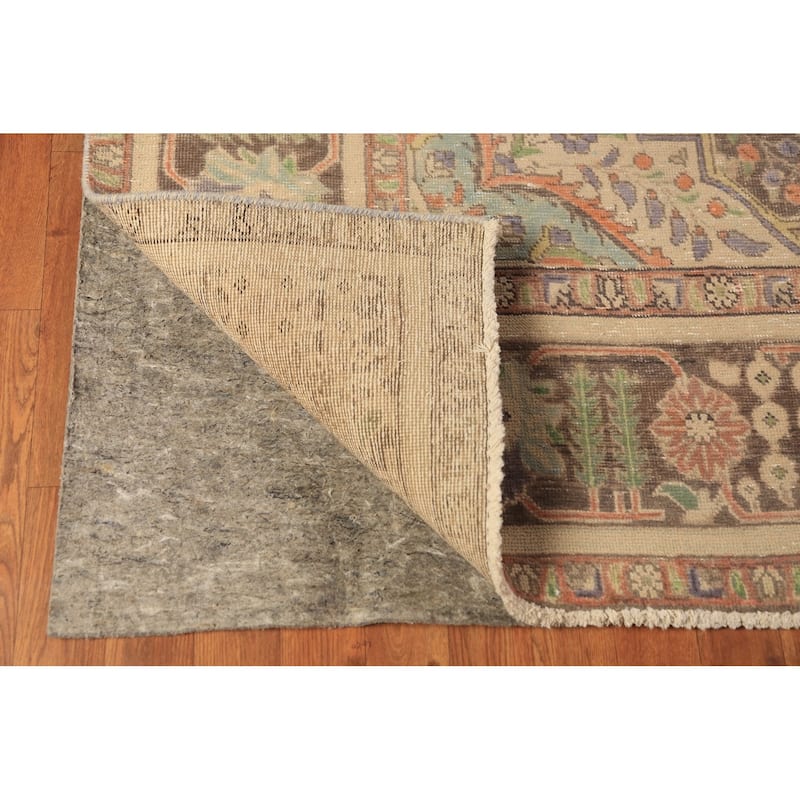 Light Blue Medallion Tabriz Persian Rug Handmade Wool Carpet - 9'7"x 12'10"